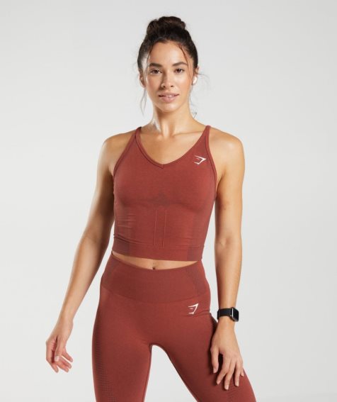 Women's Gymshark Vital Seamless 2.0 Midi Tanks Dark Red | NZ 3GINWK